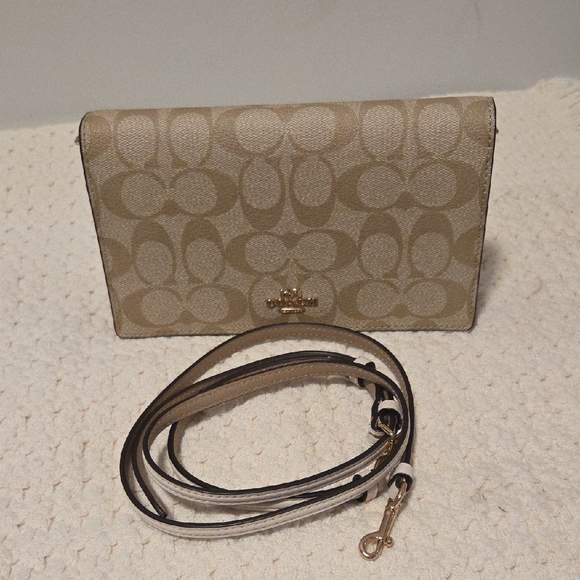 Coach Beige Signature Crossbody Bag - Picture 1 of 6